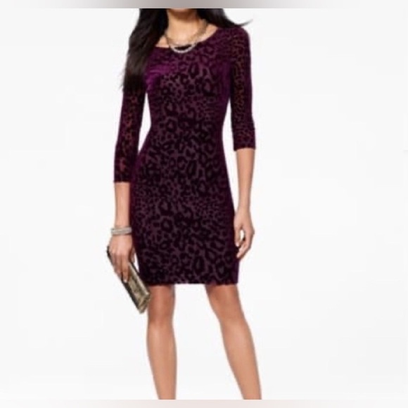 Cache Leopard Velvet Burnout Bodycon Sheath Dress Sz 12 Witchy Whimsigoth - Picture 1 of 11